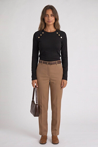 Fashion Friends Button Detailed Black Women's Blouse 26K0292K1