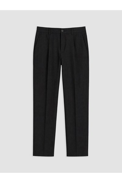 LC Waikiki Black Polyviscon Men's Pleated Trousers