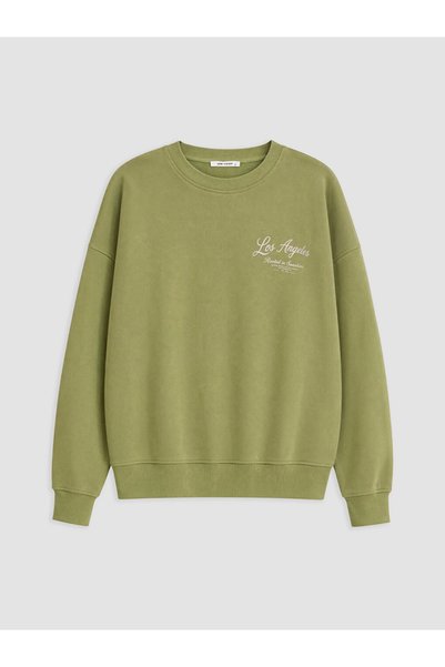 LC Waikiki Green Printed Oversize Women's Sweatshirt