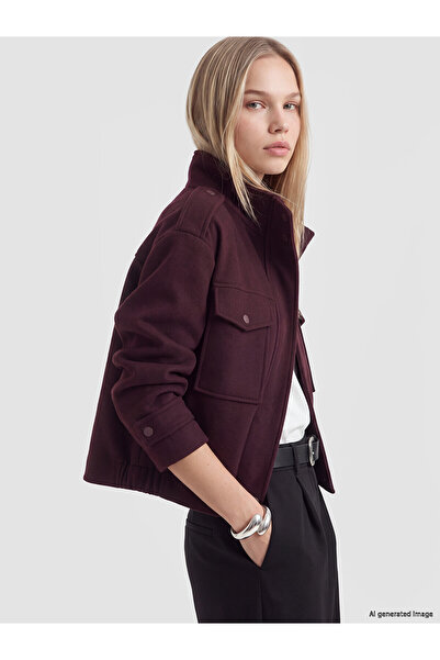 LC Waikiki Two Mt Shop Quality Lcw Vision Burgundy Cashmere Plain Oversize Wo...