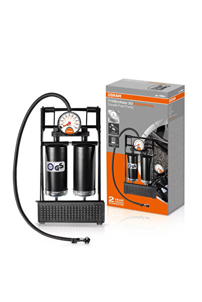 Osram Pompa de picior TYREinflate 20 ESSENTIAL OFP20ESN, cu 2 cilindri, cu ma...