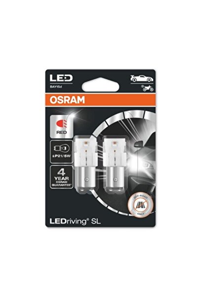 Osram Set 2 becuri auxiliare cu LED 12 V, P21/5W, 7528DRP-2BL, roșu, blister