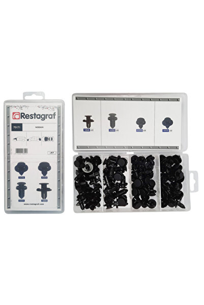 RESTAGRAF Set 87 clipsuri auto A70171, plastic, pentru Nissan, cutie depozitare