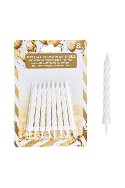 OEM Lumânări Aniversare cu Praf Auriu – 8 buc. – Set Festiv pentru Tort și Zi...