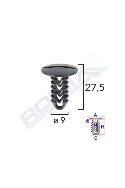 ROMİX Set 25 clipsuri tapiterie, 10050, pentru Fiat