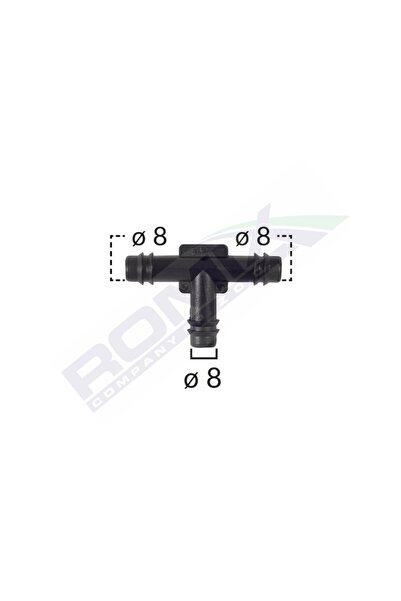 ROMİX Set 5 conectori teu furtun, B21102, universal, diametru 8 mm, negru