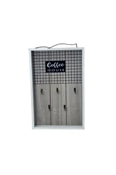 Generic Brand Cuier Decorativ de Perete din Lemn, Model “Coffee House”, 6 Agă...