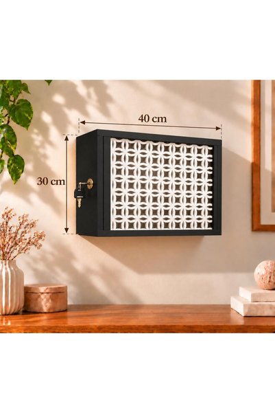 SILAYN Wall Mountable Decorative Modem-Wifi and Fuse Storage Box Lockable System 30X40 cm Depth 11 cm