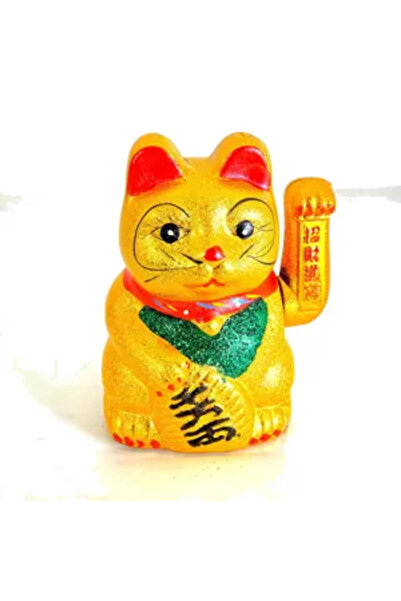 Generic Brand Golden Decorative Lucky Cat Figurine, Maneki Neko Lucky Cat wit...