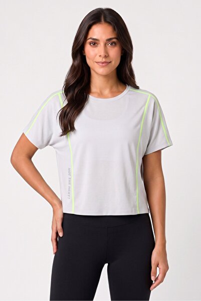 Anta Women Relaxed Fit Short Sleeve Running T-Shirt, Grey