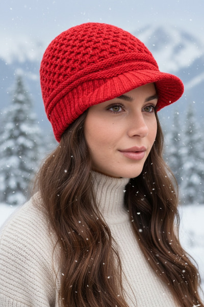GİYU SHOP Căciulă tricotată cu model pentru femei, de iarnă
