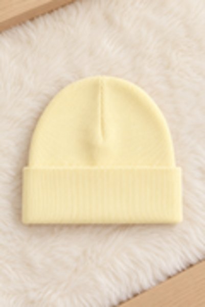 ESES BEBE Krem Unisex Bebek Çocuk Esnek Kaşkorse Bere Pamuklu Mevsimlik Şapka