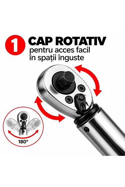 Xtrobb Cheie dinamometrică, 1/4", cu clichet, 5–25 Nm, reglabilă 25,5–28,5 cm, oțel crom-molibden, Negru