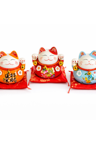 Generic Brand Lucky Cat decorative figurine with textile Pillow , traditional...