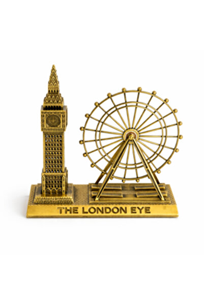 Generic Brand London Eye and Big Ben metal decorative object, gilded or silve...