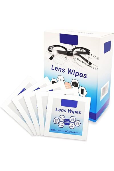 Generic 100 قطعة من مناديل تنظيف العدسات للنظارات، مناديل مايكروفايبر مبللة م...