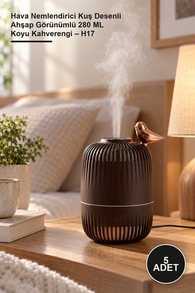 Yenilig 5 قطع من جهاز ترطيب الهواء بتصميم طائر وشكل خشبي، سعة 280 مل، لون بني...
