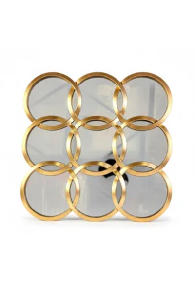 Generic Brand Decorative wall mirror with circular geometric design, gold fra...