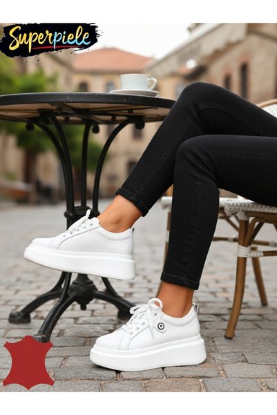 virboti Γυναικεία sneakers από γνήσιο δέρμα με πλευρικό διακοσμητικό στοιχείο...