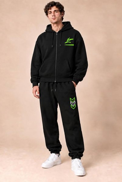 Sebesta Fashion Printed Unisex Wide Fit 3 Thread Hooded Tracksuit Set
