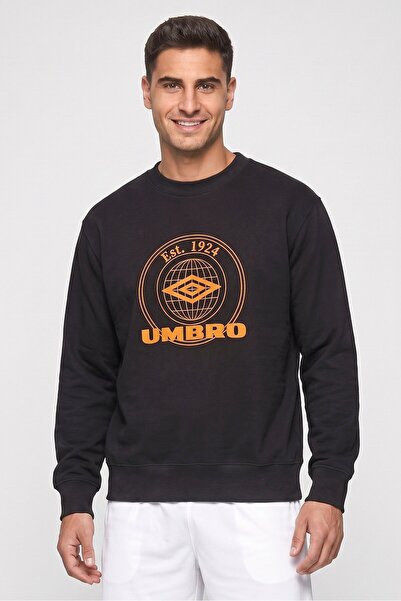 UMBRO سويت شيرت رجالي رياضي بأكمام طويلة مناسب للخارج، أسود