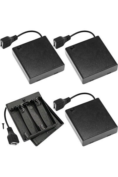 SWIUKPHE حامل بطاريات 4 AA مع مفتاح USB، 4 قطع مقبس USB أنثى 6 فولت، علبة حام...