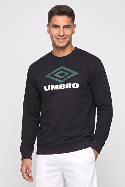 UMBRO سويت شيرت رجالي رياضي بأكمام طويلة مناسب للخارج، أسود