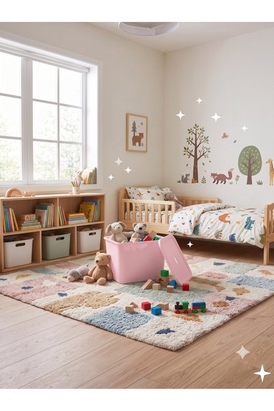decosense Pink Lid Ultra Large 24 Liter 40X30X30 cm Polypropylene Plastic Organizer - Toy Box and Storage Basket