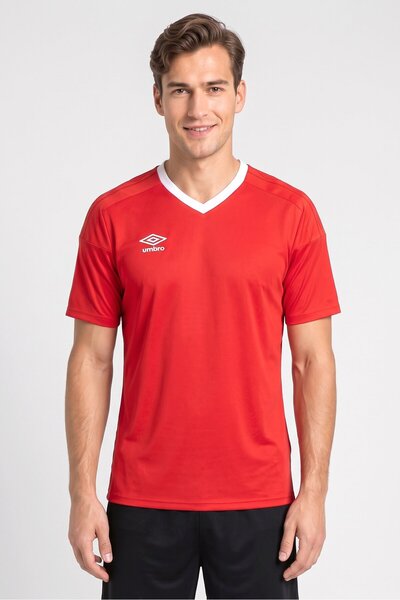 UMBRO Men Sportswear Fit Short Sleeve Training Jersey, Red