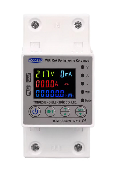 koresan TOMPD-63LW Tomzn Kaçak Akım Koruma Rölesi Ve Yüksek Voltaj Ve Akım Koruyucu Röle 63A Wifi