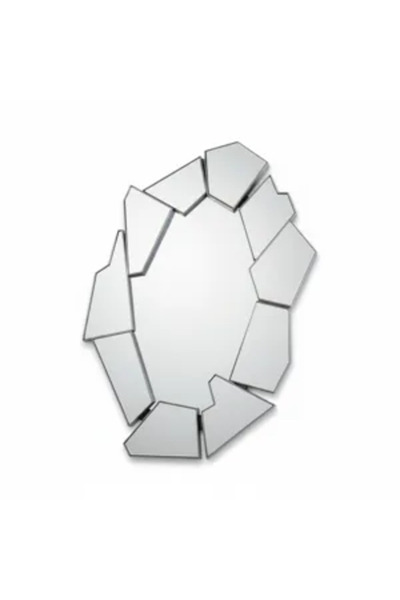 Generic Brand Oval decorative mirror with geometric elements, plastic and gla...