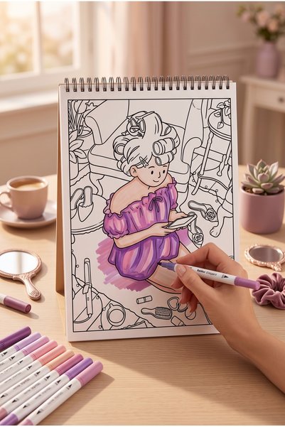 M&H Coloring My Sweet World Coloring Book - 21X29.7 cm Coloring Book / for Children and Adults / Relaxing / Hobby / Stress Relief / Enjoyable Coloring Pages