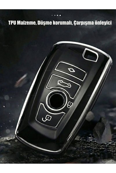 Alazpay Bmw Compatible 1, 3, 5, 7 Series, F30, F25, F20, F18, F16, F15, F10, X1, X3, X4, X5 Silver Edge Tpu Key Case Cover (Pink)