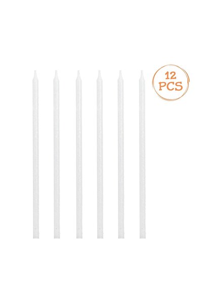 OEM Lumânări Aniversare Albe Holografice cu Glitter 14 cm – 12 buc. – Set Fes...