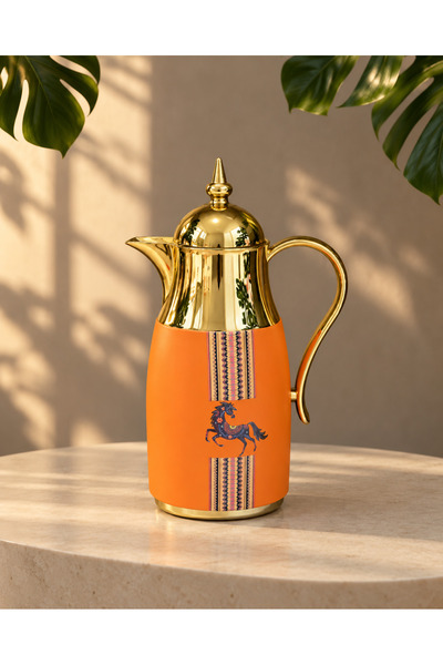 Hinora Home 1 L Horse Figured Glass Inner Chamber Polymer Body Dallah Jug The...