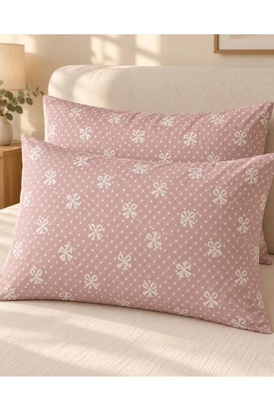 Boreas Home Bowknot Cotton Zippered Pillowcase Set of 2 50X70 cm