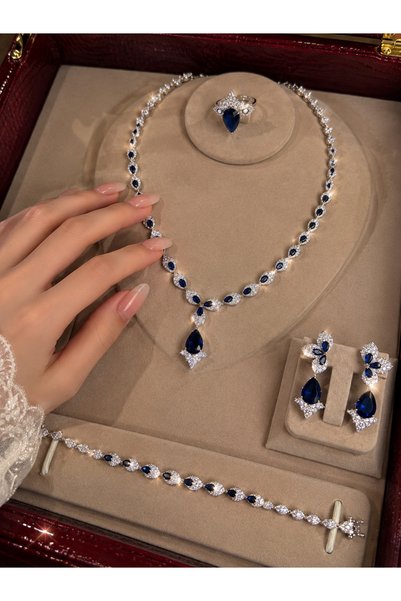 rive.jewelry Safir Taşlı Kraliyet Takımı – Gümüş Kaplama - zirkon taşlı