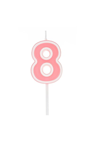 OEM Lumânare Zi de Naștere Roz Pastelată Nr.8 – Decor Elegant pentru Tort Ani...