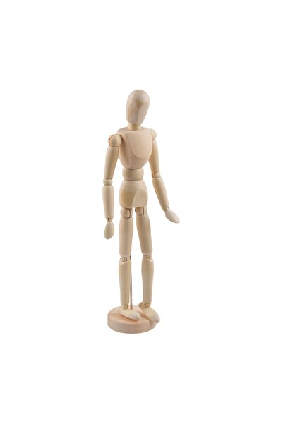 OEM Manechin Articulat din Lemn 30cm cu Suport Rotund, Bază 6,5cm
