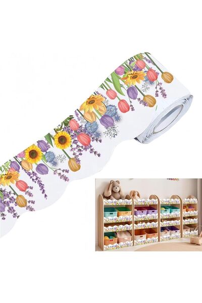 Yelajoy Floral Bulletin Borders,Watercolor Tulip Flower Trim