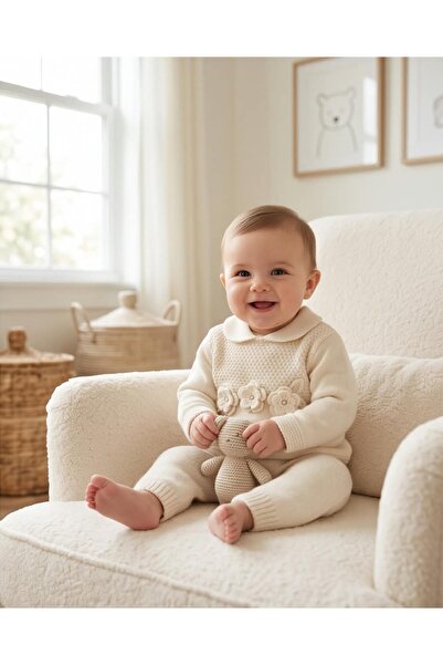Nipperland 100% Knitwear Baby Girl Floral Motif 2-Piece Set