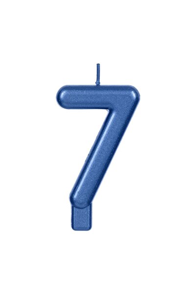 OEM Lumânare Zi de Naștere Bleu Metalizat Nr.7 – Decor Elegant pentru Tort An...