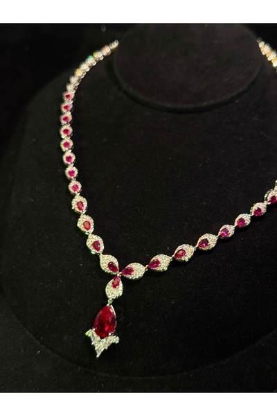rive.jewelry Yakut Taşlı Kraliyet Takımı – Gümüş Kaplama - zirkon taşlı