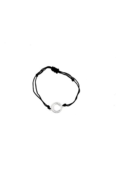 BIZZARO Bratara unisex cu initiala "C" din argint 925 si fir de matase reglabil