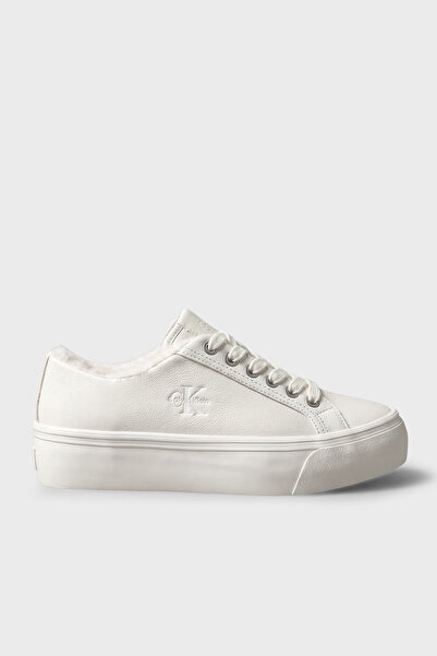 Calvin Klein Logolu İçi Kürklü Deri Sneaker Ayakkabı HW0HW03235YBJ Kadın AYAKKABI HW0HW03235 YBJ
