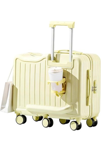 Zertylre Kids Ride-On Suitcase, 20" ABS Hard Shell Carry-On Case with Cup Hol...