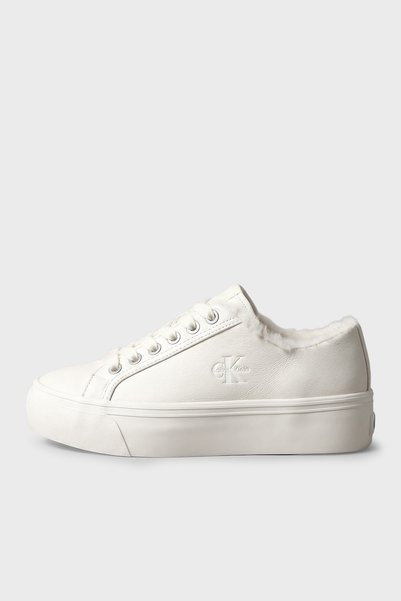 Calvin Klein Logolu İçi Kürklü Deri Sneaker Ayakkabı HW0HW03235YBJ Kadın AYAKKABI HW0HW03235 YBJ