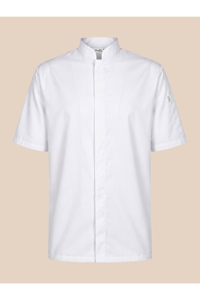 Signature Uniform Oversize Men's Chef Jacket with Hidden Placket - White / Black - Name Embroidery Gift