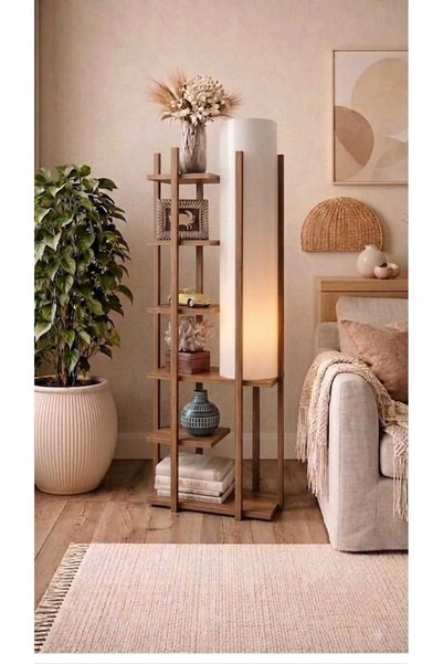 aynur abacur Modern Raflı Lambader – Çok Katlı Dekoratif Zemin Lambası, 130 cm
