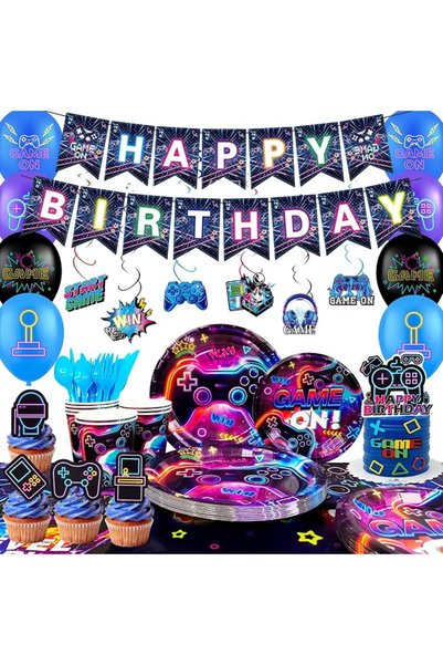 Generic 159pcs Video Game Birthday Decorations, Glowing Video Game Party Tabl...